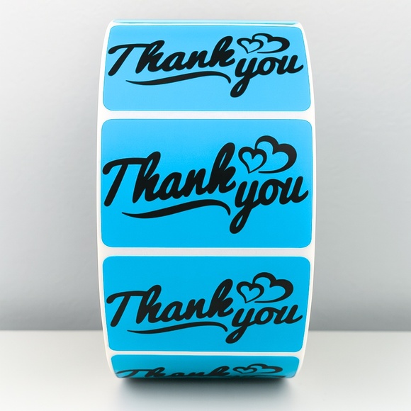 STICKERAFT Other - Thank You Stickers with Hearts – Modern Script Labels for Small Business